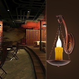 Pintura rústica de chalé para arandelas de parede estilo mini uplight, luminária de parede