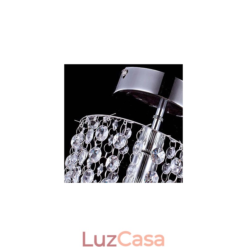 1 Lustre de Cristal Transparente Moderno Cromado K9 com 1 Lâmpada