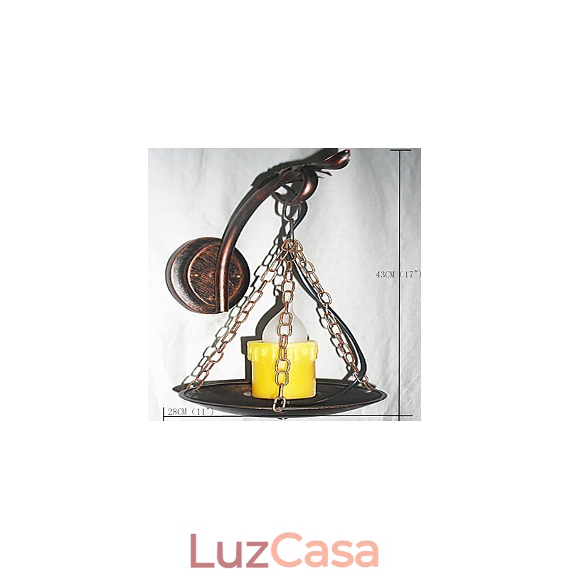 Pintura rústica de chalé para arandelas de parede estilo mini uplight, luminária de parede