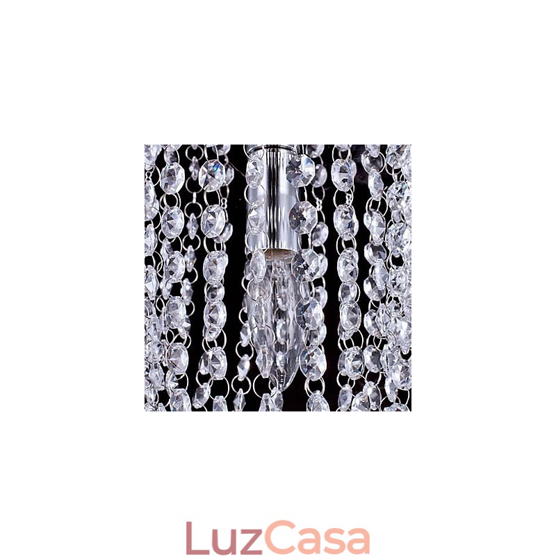 1 Lustre de Cristal Transparente Moderno Cromado K9 com 1 Lâmpada