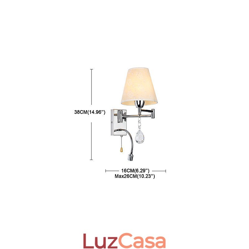 Luminária de parede para quarto Luminária de leitura Luminária de tecido
