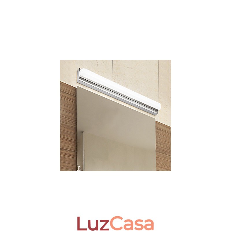 Recurso cromado moderno e contemporâneo integrado para iluminação de banheiro com luz ambiente Luz de parede