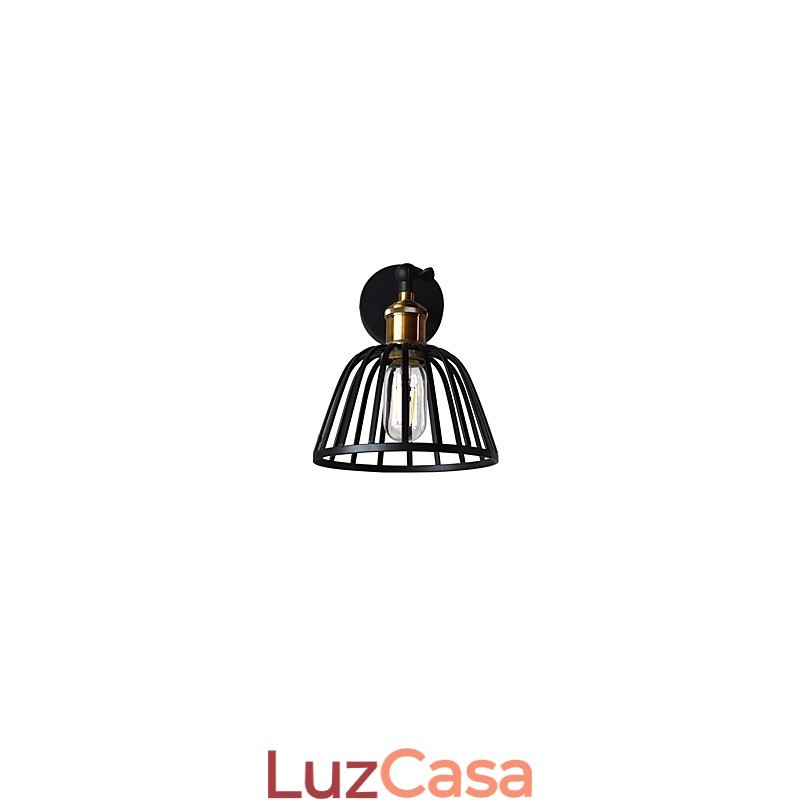 Luminária de parede de aço pintado com luz, decoração de café americano preto e branco, luminária de parede retrô, lâmpada de sabre de luz na parede