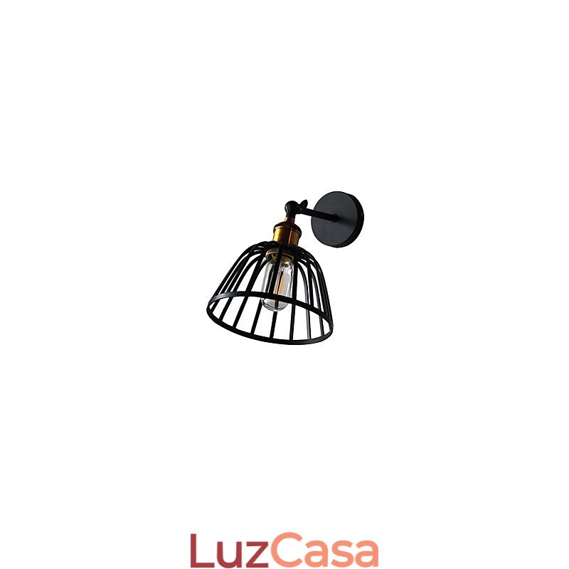 Luminária de parede de aço pintado com luz, decoração de café americano preto e branco, luminária de parede retrô, lâmpada de sabre de luz na parede