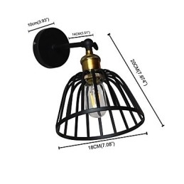 Luminária de parede de aço pintado com luz, decoração de café americano preto e branco, luminária de parede retrô, lâmpada de sabre de luz na parede