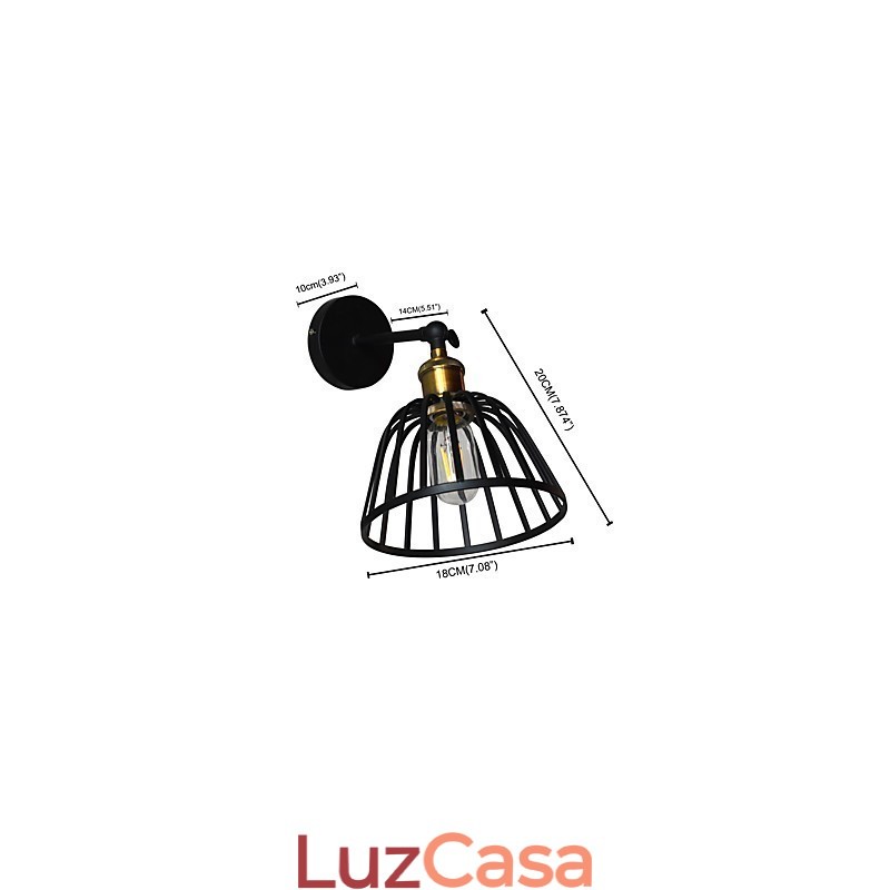 Luminária de parede de aço pintado com luz, decoração de café americano preto e branco, luminária de parede retrô, lâmpada de sabre de luz na parede