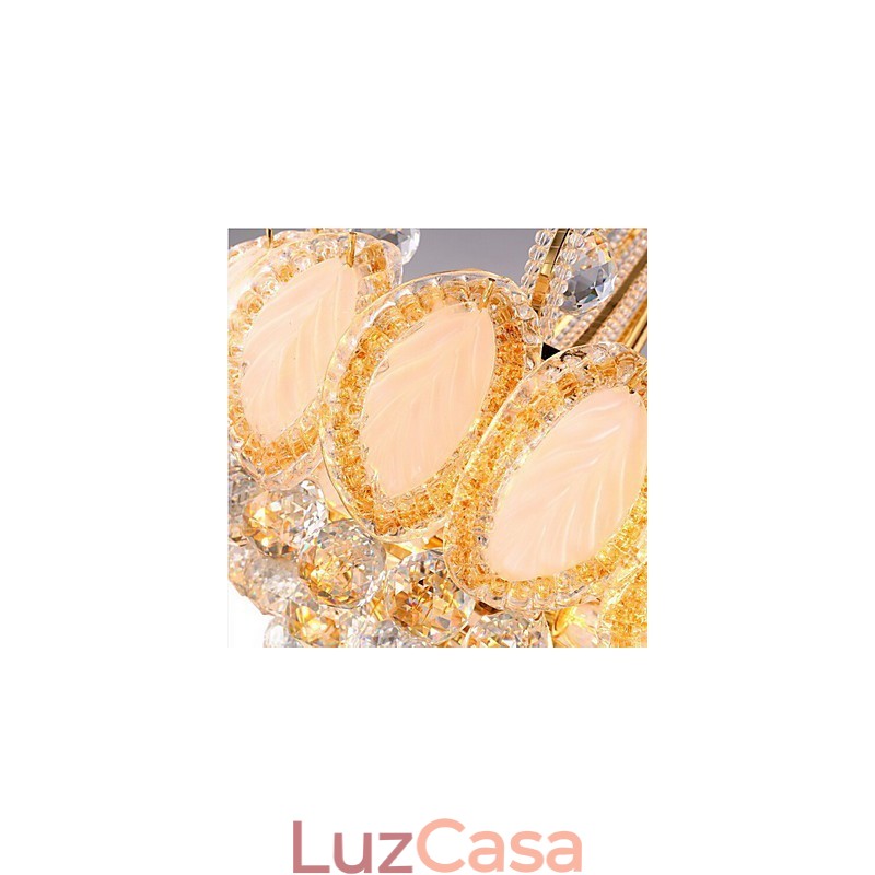 Lustre de luxo moderno com pingente de cristal, diâmetro de 50 cm, contém 8 lâmpadas