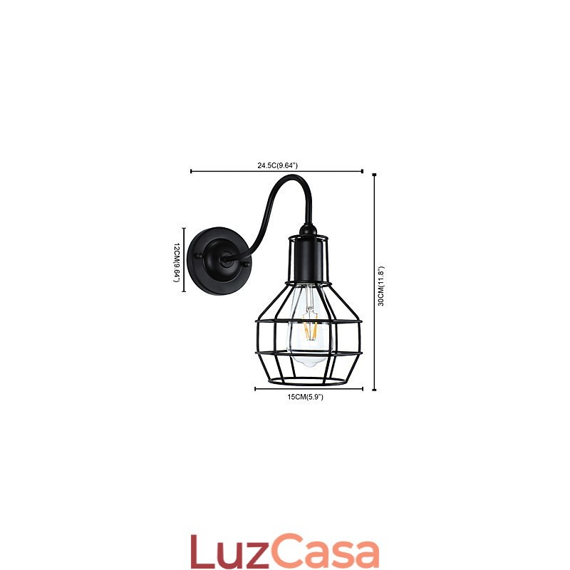 Luminária de parede Arandelas de parede Luminária de parede de ferro Lâmpada de parede sabre de luz preta muda na parede