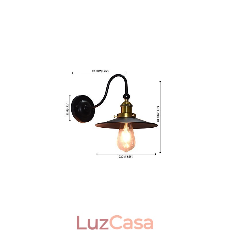 Luminária de parede Arandelas de parede Luminária de parede de ferro Lâmpada de parede sabre de luz preta muda na parede