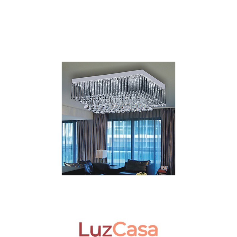 Luminária de teto artística com design de contas de cristal