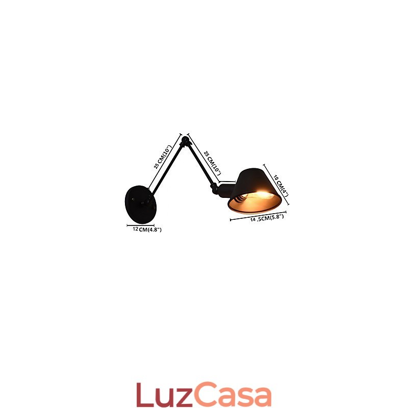 Luminária de parede Arandelas de parede Luminária de parede de ferro Lâmpada de parede sabre de luz preta muda na parede
