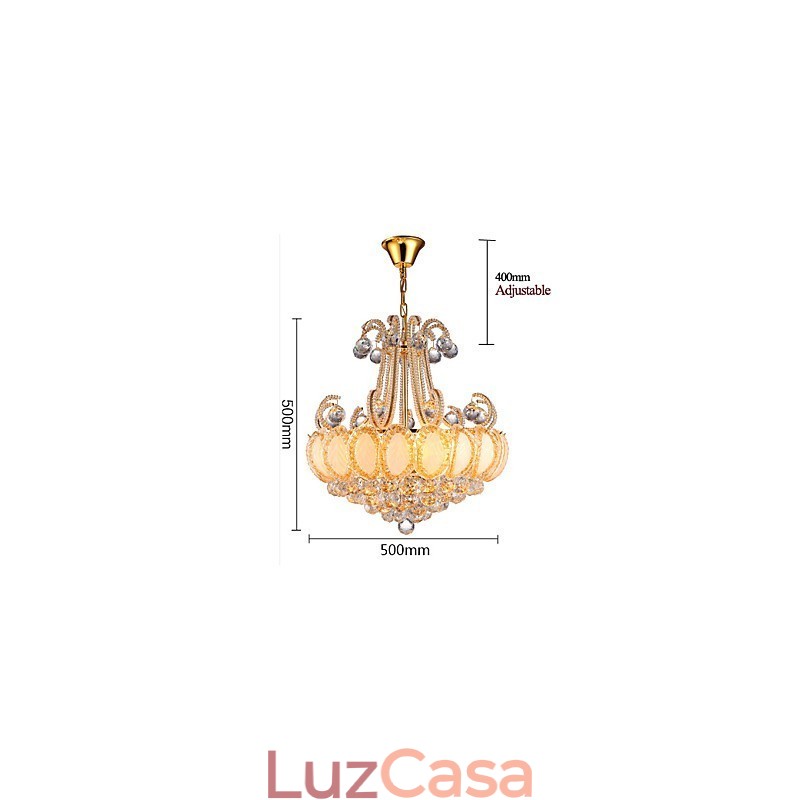 Lustre de luxo moderno com pingente de cristal, diâmetro de 50 cm, contém 8 lâmpadas