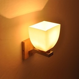 Luminária de parede simples, abajur de mesa de cabeceira com cúpula de vidro e madeira maciça para quarto, cômoda, sala de estar, quarto de bebê, dormitório universitário, mesa de centro, estantes de livros