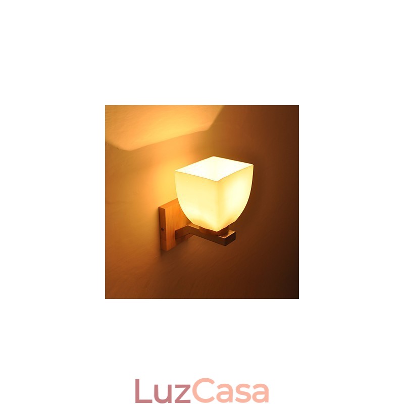 Luminária de parede simples, abajur de mesa de cabeceira com cúpula de vidro e madeira maciça para quarto, cômoda, sala de estar, quarto de bebê, dormitório universitário, mesa de centro, estantes de livros