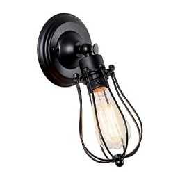 Luminária de parede vintage Luminária de parede industrial Luminária de parede com gaiola de arame de metal preto