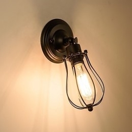 Luminária de parede vintage Luminária de parede industrial Luminária de parede com gaiola de arame de metal preto