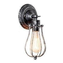 Luminária de parede vintage Luminária de parede industrial Luminária de parede com gaiola de arame de metal preto