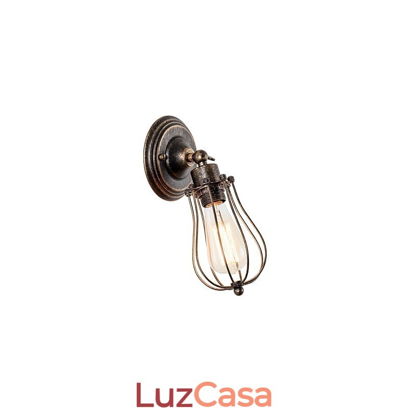 Luminária de parede vintage Luminária de parede industrial Luminária de parede com gaiola de arame de metal preto