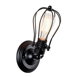 Luminária de parede vintage Luminária de parede industrial Luminária de parede com gaiola de arame de metal preto