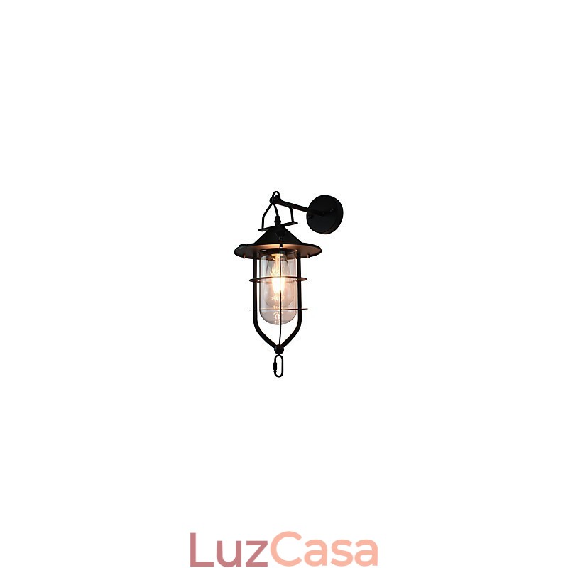 Luminária de parede de aço pintado com luz, decoração de café americano preto e branco, luminária de parede retrô, lâmpada de sabre de luz na parede