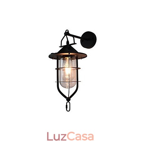 Luminária de parede de aço pintado com luz, decoração de café americano preto e branco, luminária de parede retrô, lâmpada de sabre de luz na parede