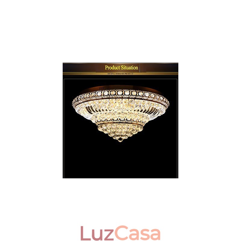 Luminária de teto de cristal de luxo moderna absorve luz de cúpula de 60 cm de diâmetro