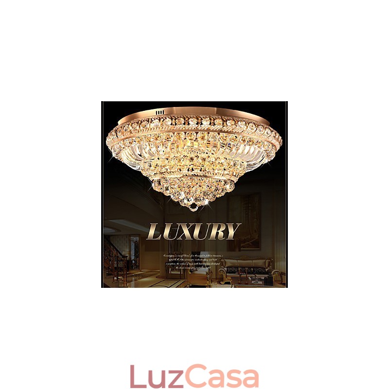 Luminária de teto de cristal de luxo moderna absorve luz de cúpula de 60 cm de diâmetro