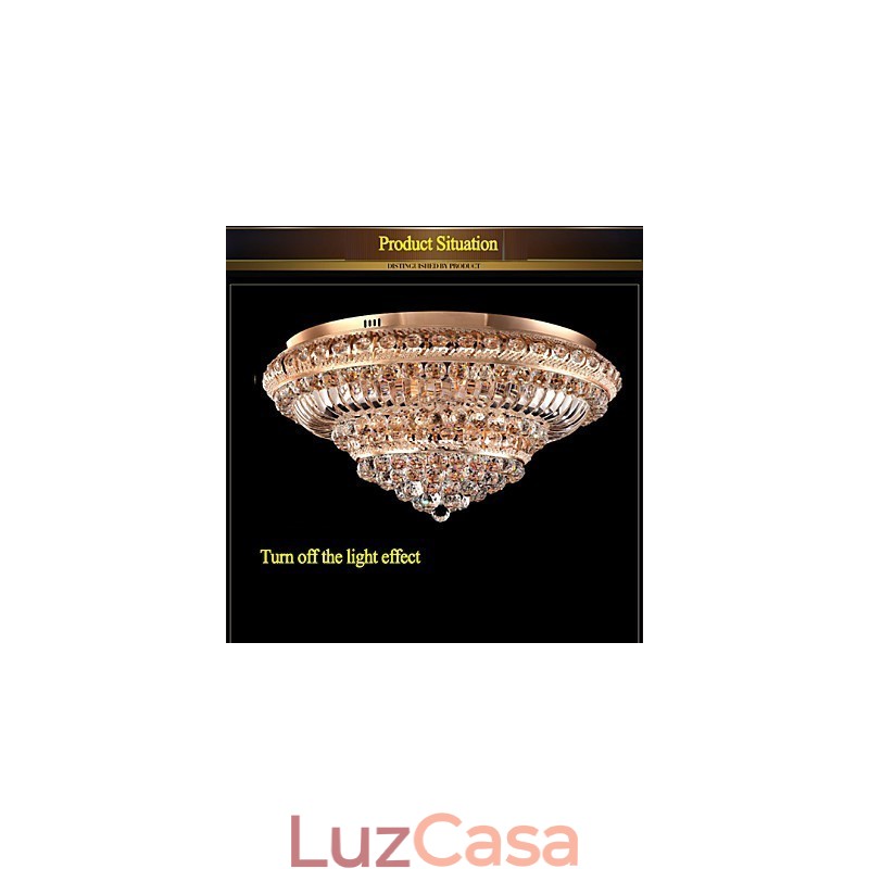 Luminária de teto de cristal de luxo moderna absorve luz de cúpula de 60 cm de diâmetro