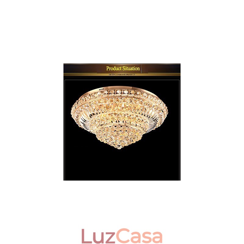 Luminária de teto de cristal de luxo moderna absorve luz de cúpula de 60 cm de diâmetro