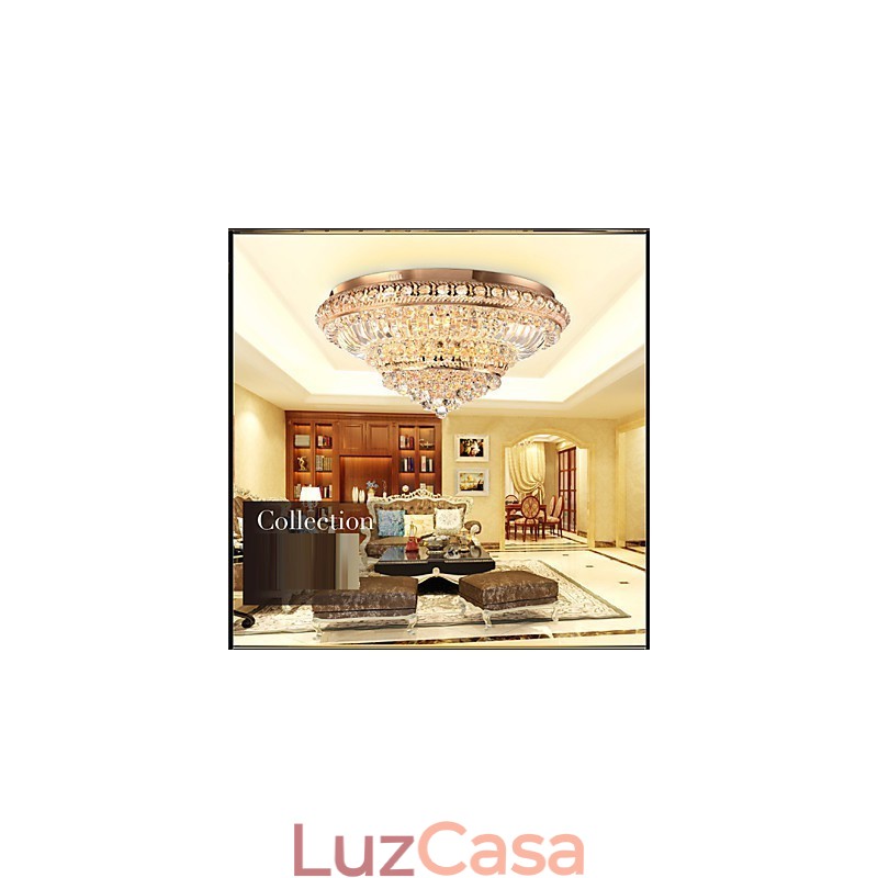 Luminária de teto de cristal de luxo moderna absorve luz de cúpula de 60 cm de diâmetro