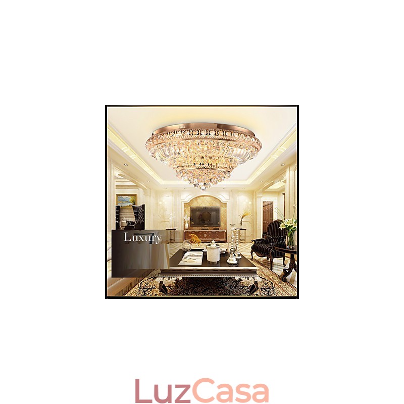 Luminária de teto de cristal de luxo moderna absorve luz de cúpula de 60 cm de diâmetro