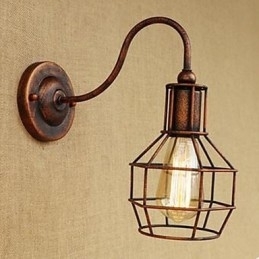 Iron Art Long Arm Nostalgic And Retro Creative Character Rust Color Study Sala de estar Head Of The American Wall Lamp