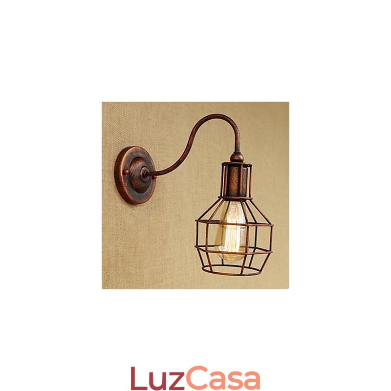 Iron Art Long Arm Nostalgic And Retro Creative Character Rust Color Study Sala de estar Head Of The American Wall Lamp