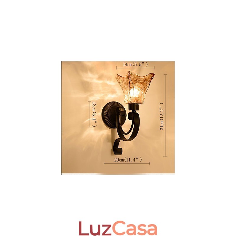 Luminária de parede simples para sala de estar, ferro, decorativa, quarto, cabeceira, lâmpada de corredor