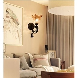 Luminária de parede simples para sala de estar, ferro, decorativa, quarto, cabeceira, lâmpada de corredor