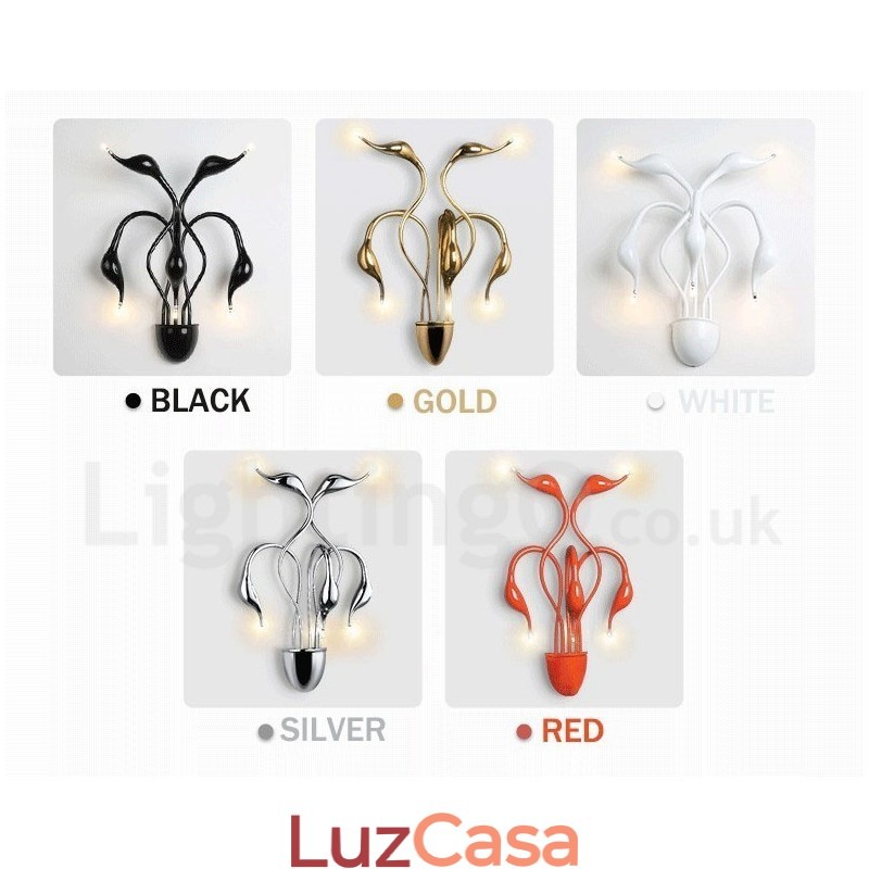 Swan Head Moderno Contemporâneo Multi Cores Luz Ambiente Arandelas de Parede Luz de Parede