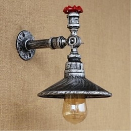 Pintura rústica de chalé para arandelas de parede com luz ambiente, luminária de parede prata