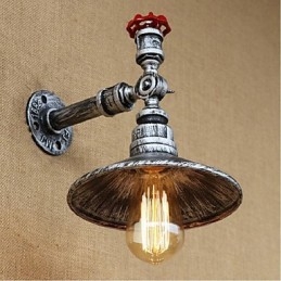 Pintura rústica de chalé para arandelas de parede com luz ambiente, luminária de parede prata