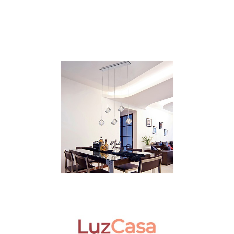 Luminária pendente moderna contemporânea de cristal cromado