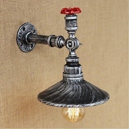 Pintura rústica de chalé para arandelas de parede com luz ambiente, luminária de parede prata