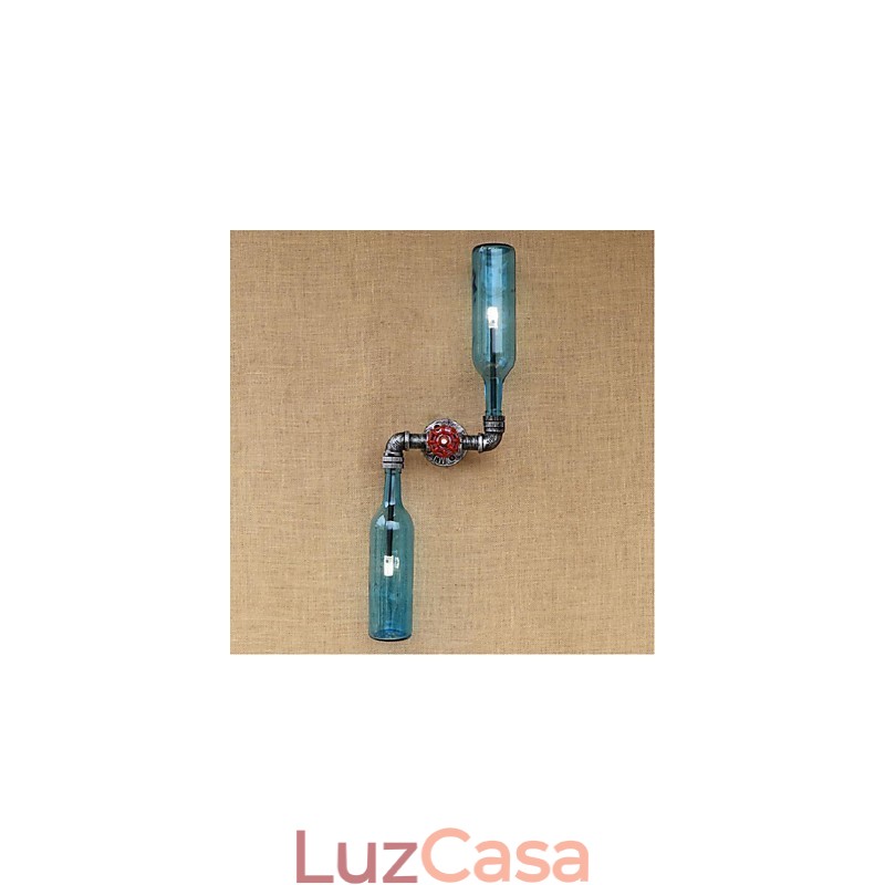 Luminária de parede rústica Lodge Brass para iluminação ambiente, luz de parede azul