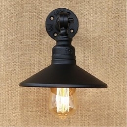 Luminária de parede estilo industrial nórdico com cano de água, luminária de parede preta