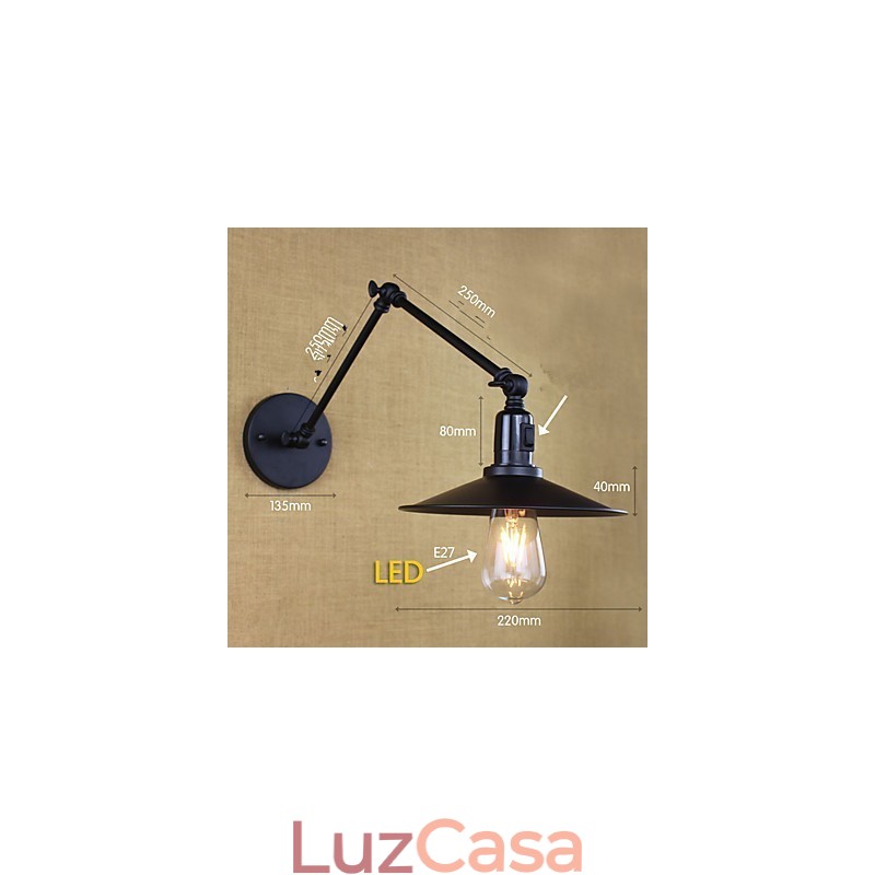 Pintura rústica de chalé para arandelas de parede com braço articulado estilo mini