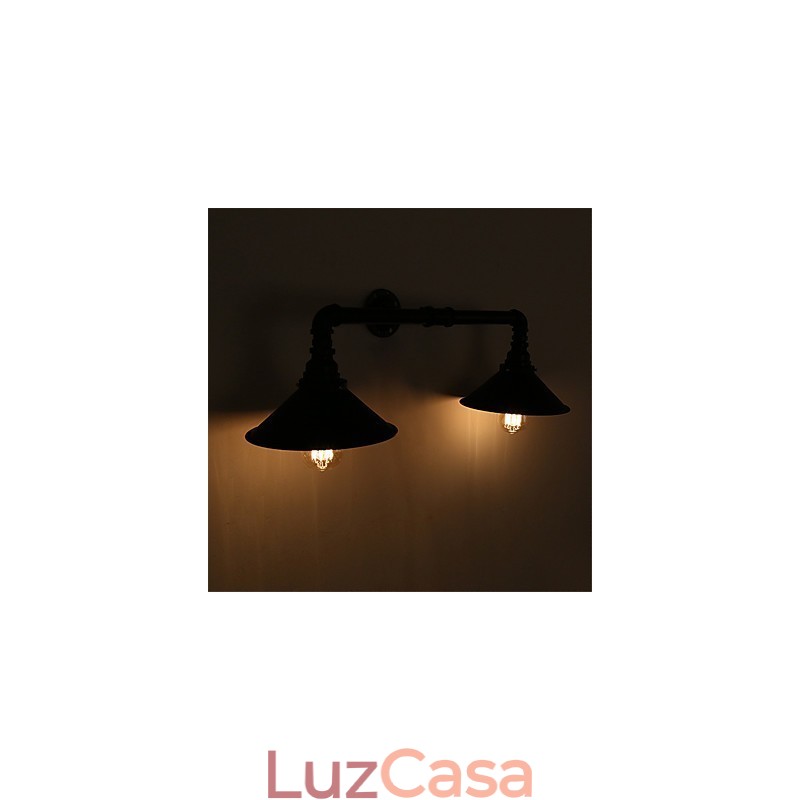 2 Cabeças Retro Industrial Tubo Luzes de Parede Simples Loft Preto Metal Sala de Jantar Cozinha Bar Café Decoração iluminação