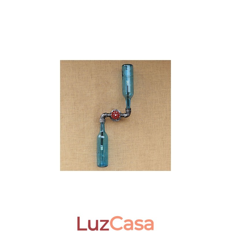Luminária de parede para garrafa de tubo de ferro forjado Loft The Bottle