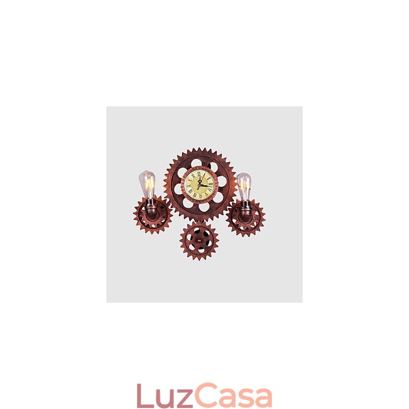 Luminárias de parede industriais vintage em forma de engrenagem de madeira, luzes giratórias criativas, iluminação para decoração de restaurante, café, bar