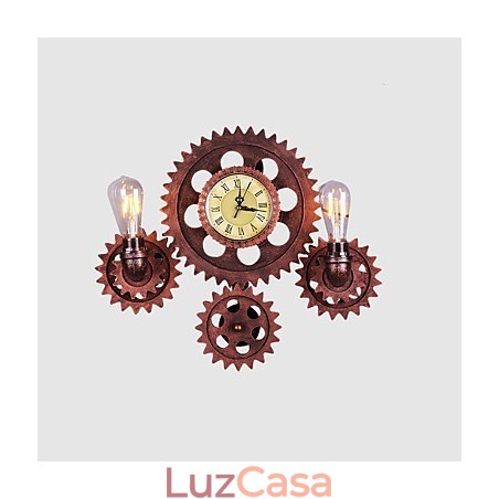 Luminárias de parede industriais vintage em forma de engrenagem de madeira, luzes giratórias criativas, iluminação para decoração de restaurante, café, bar