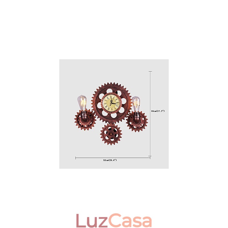 Luminárias de parede industriais vintage em forma de engrenagem de madeira, luzes giratórias criativas, iluminação para decoração de restaurante, café, bar