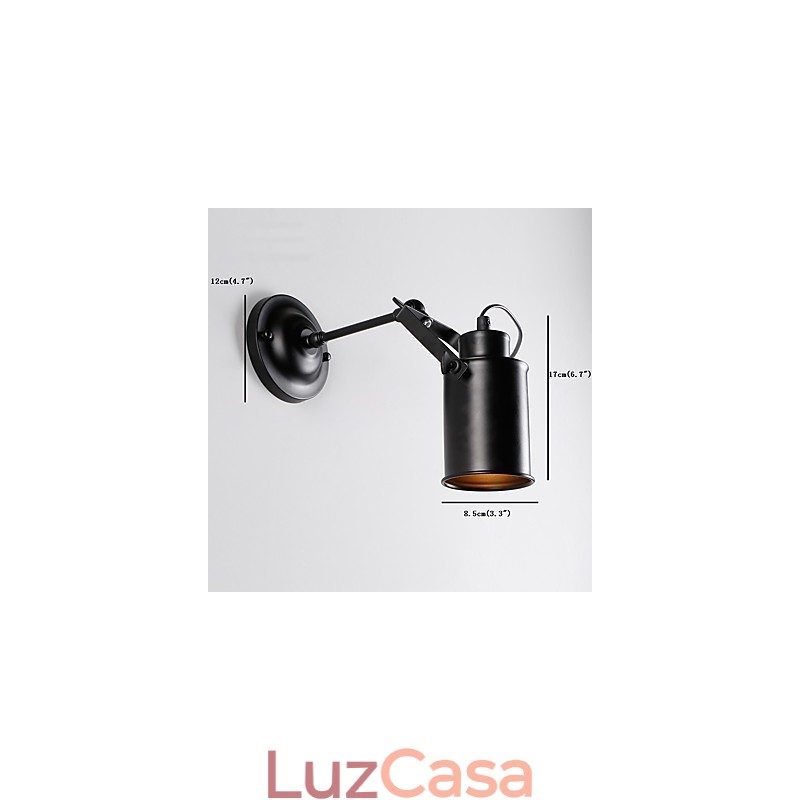 Luminária de parede vintage de metal preto para loft, sala de estar, sala de jantar, corredor, café, bares, luminária de parede