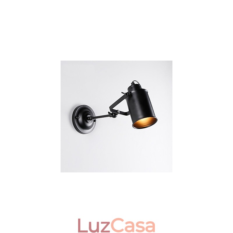 Luminária de parede vintage de metal preto para loft, sala de estar, sala de jantar, corredor, café, bares, luminária de parede